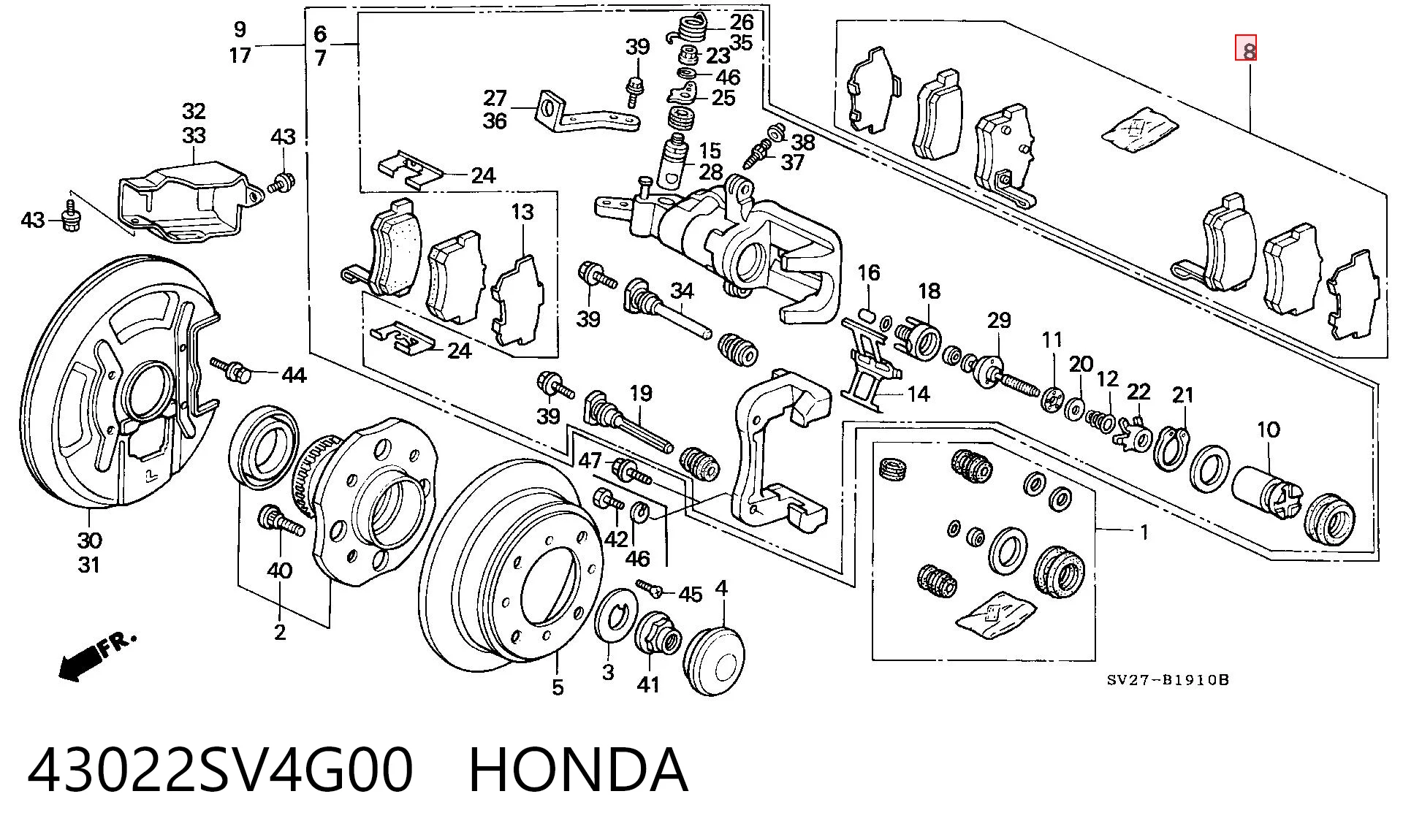 43022SV4G00 Honda Колодки гальмівні задні, дискові