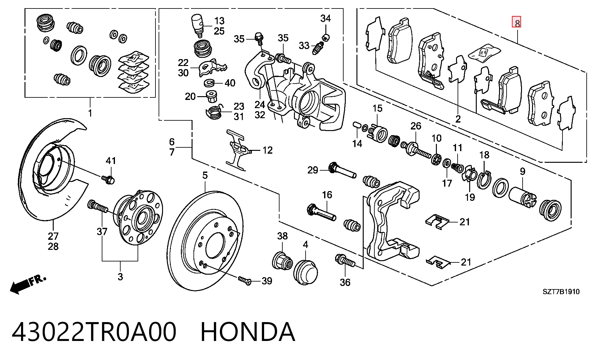 43022TR0A00 Honda Колодки гальмівні задні, дискові