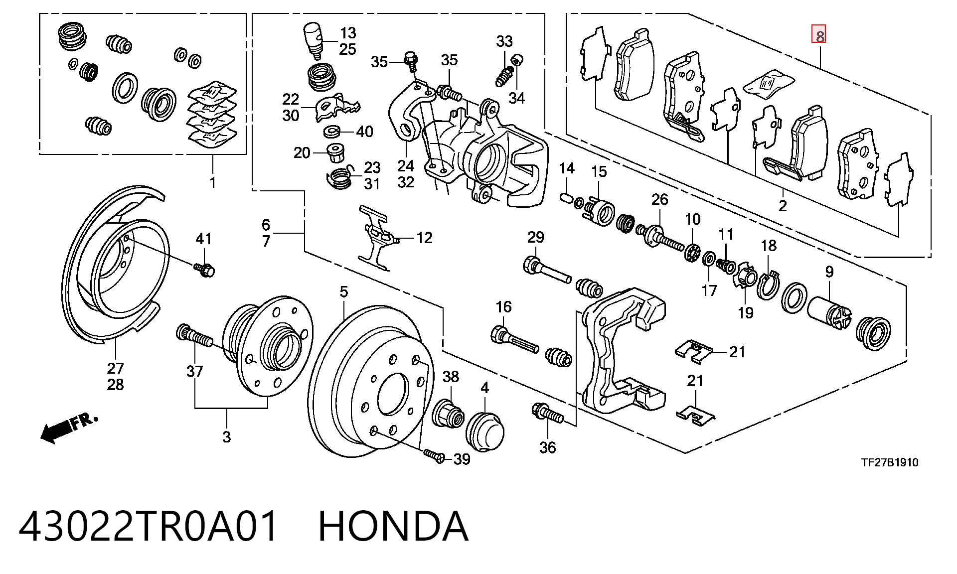 43022TR0A01 Honda Колодки гальмівні задні, дискові