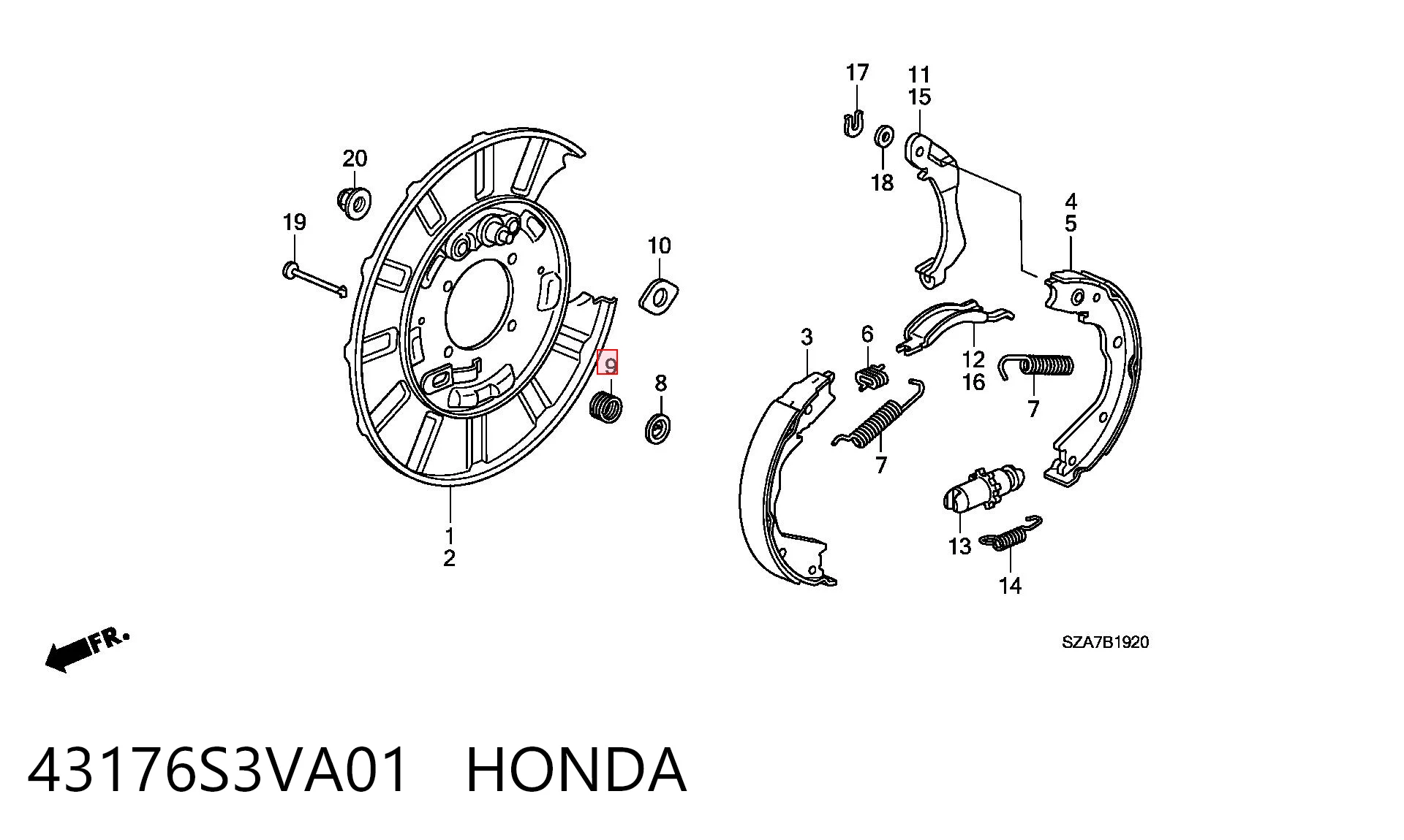 43176S3VA01 Honda Пружина задніх барабанних гальмівних колодок