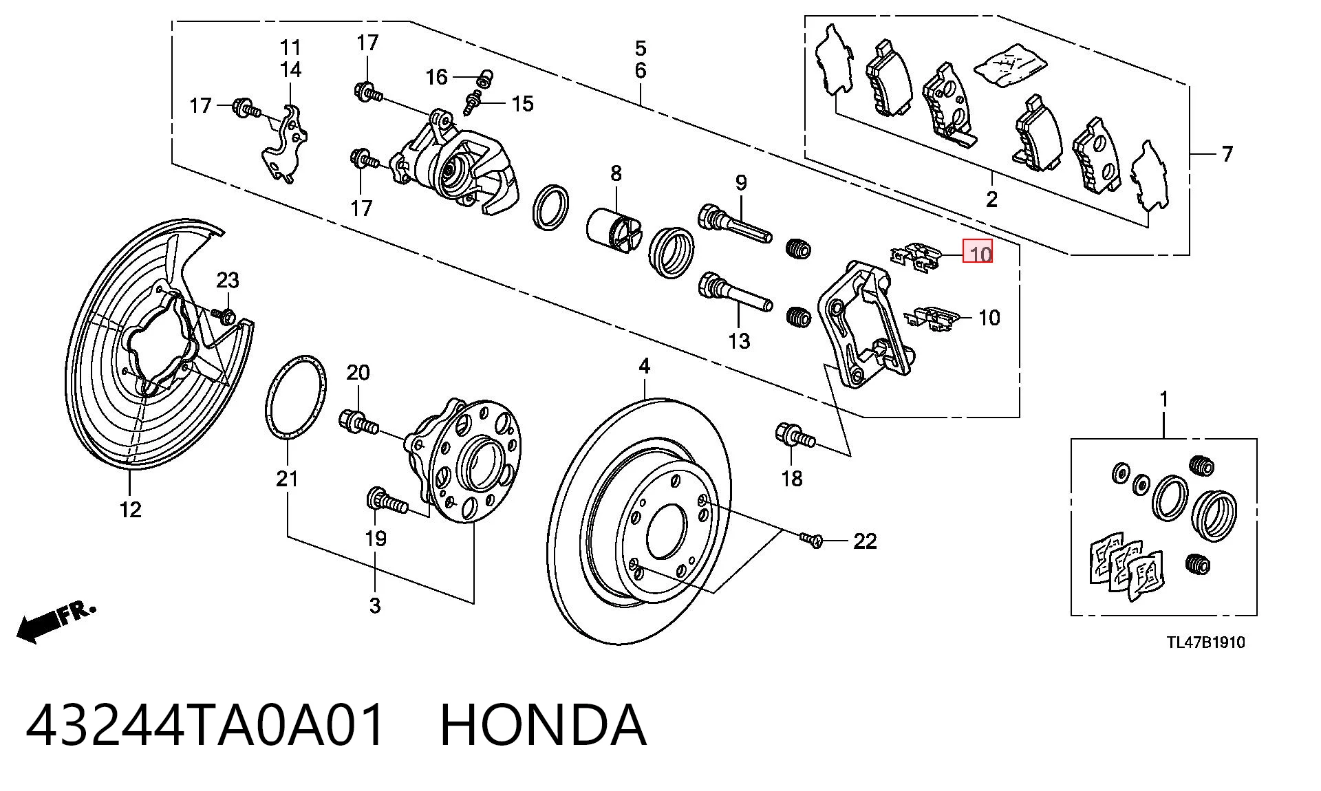43244TA0A01 Honda Ремкомплект торм. колодок