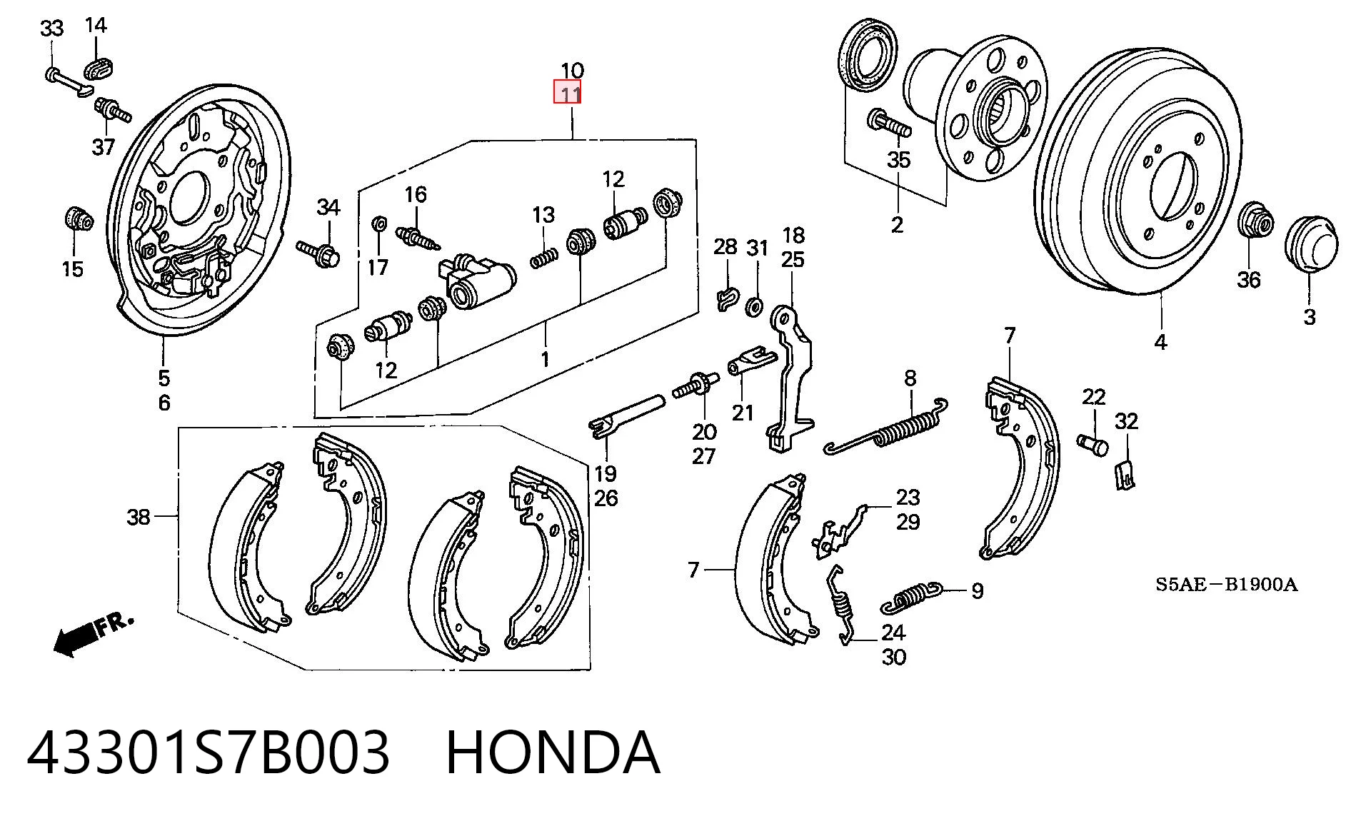 43301S7B003 Honda Робочий циліндр