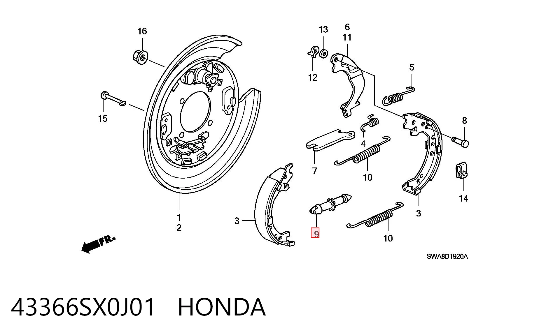 43366SX0J01 Honda 