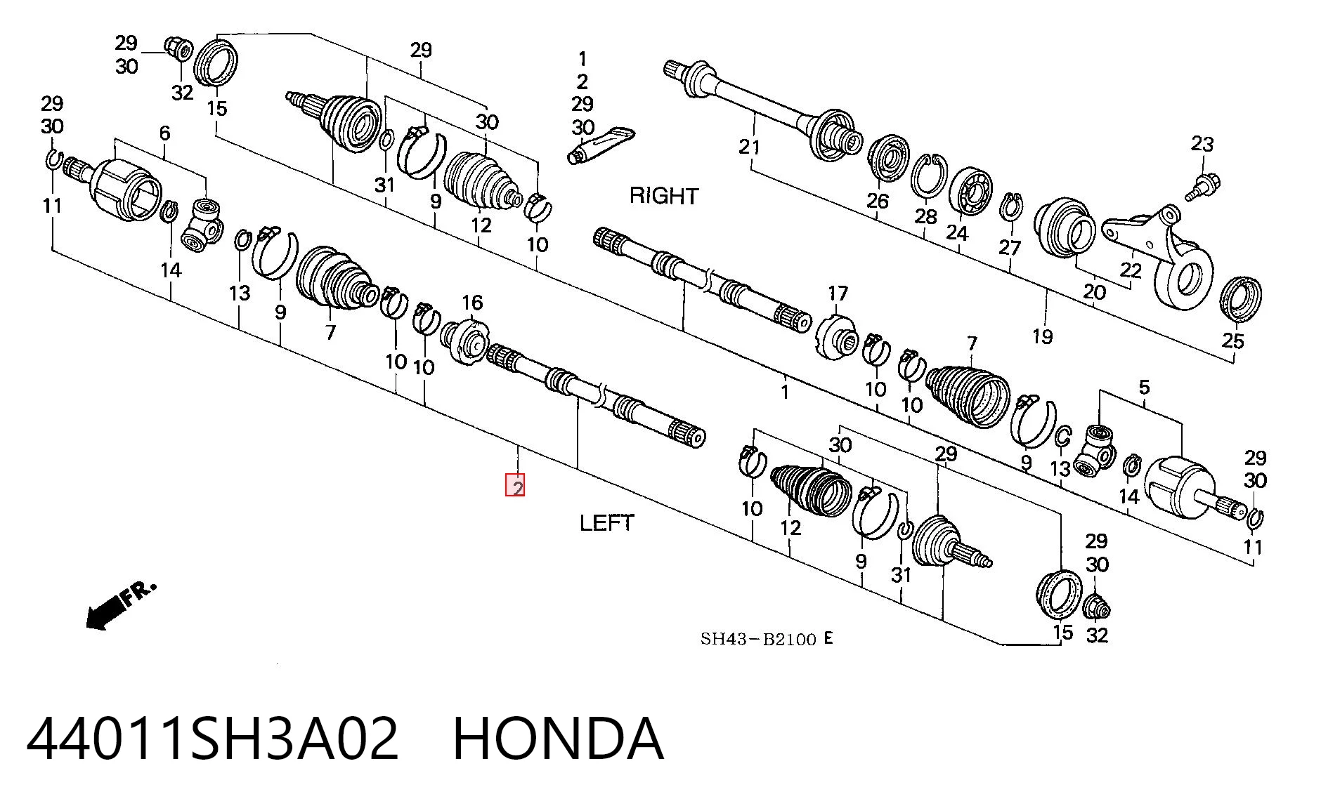 Привід передній лівий Honda Civic IV седан (ED, EF) (1987 - 1993) ціна, від 39.74 USD
