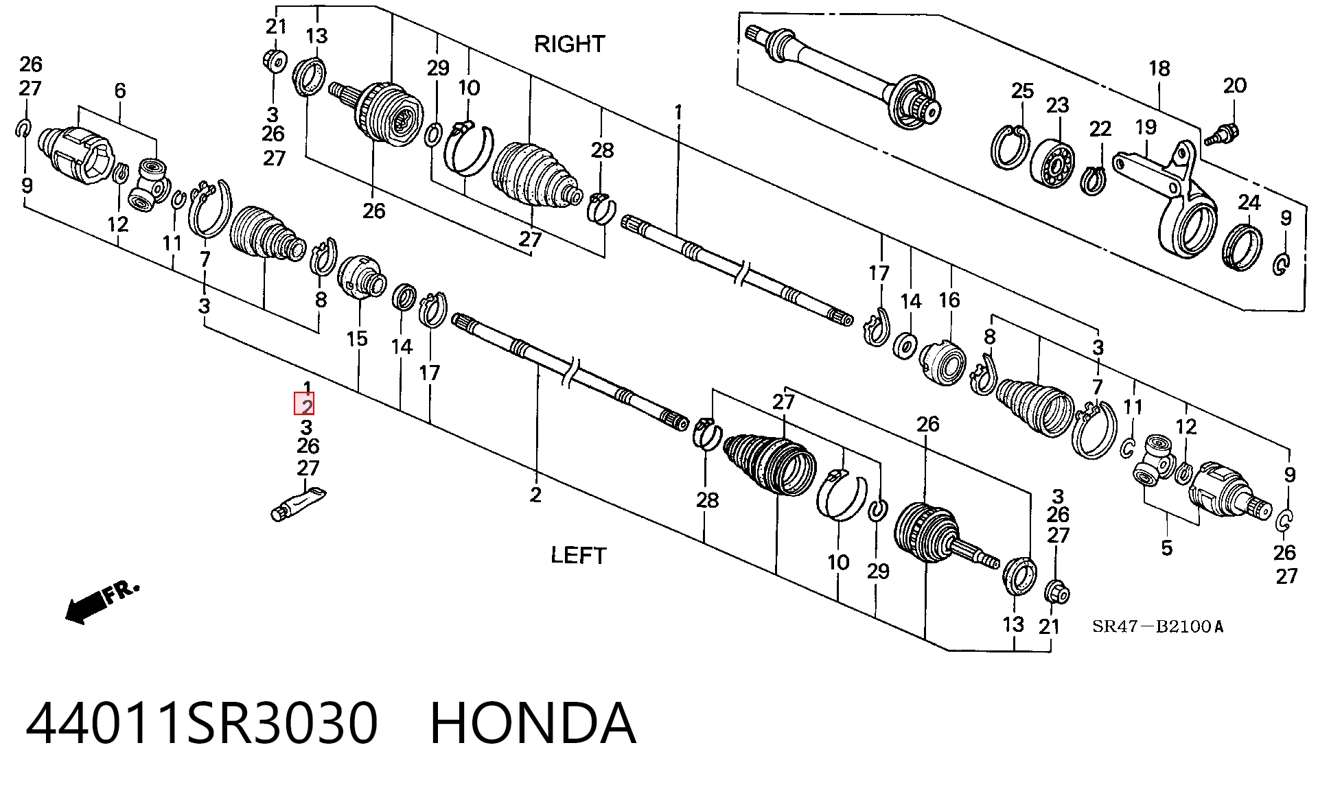Привід передній лівий Honda Civic V седан (EG, EH) (1991 - 1996) ціна, від 84.69 USD