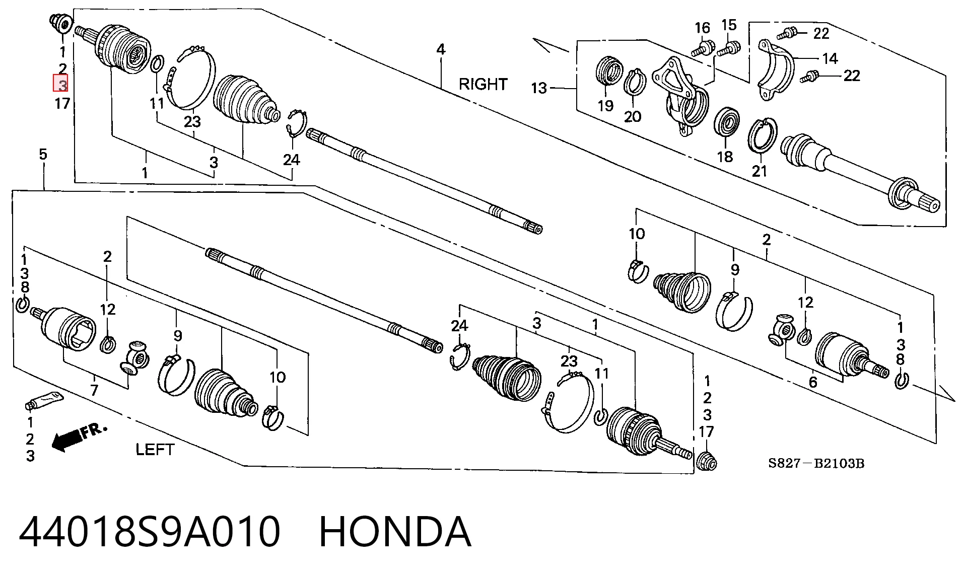 44018S9A010 Honda Пильник ШРУСа зовнішній, передній піввісі