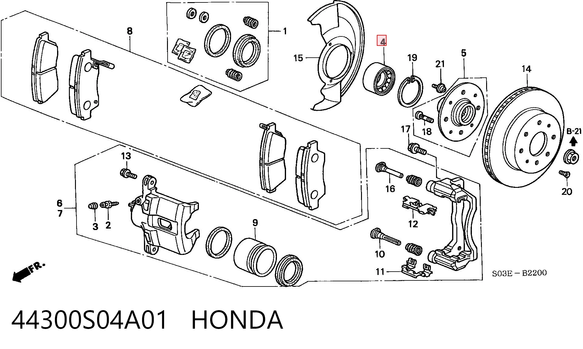 44300S04A01 Honda Підшипник маточини передньої
