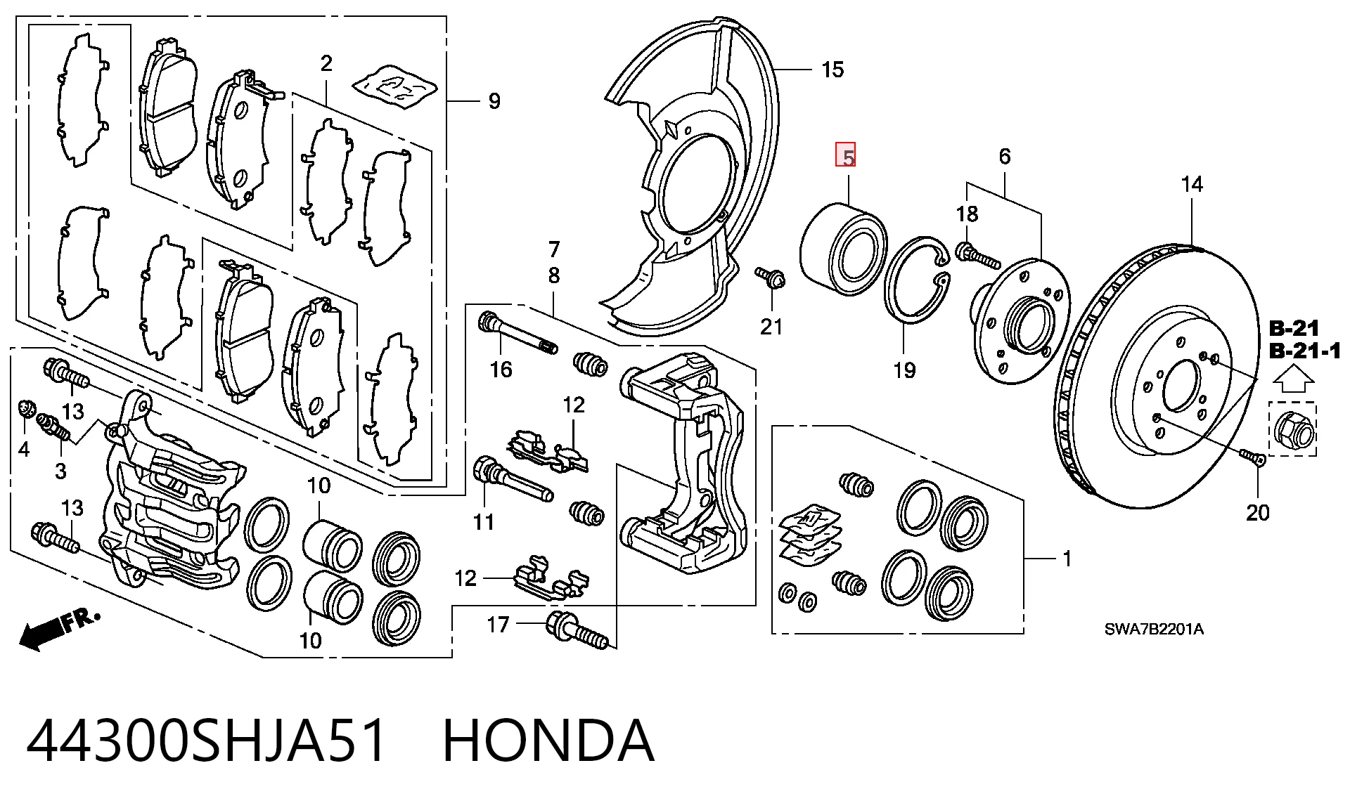 44300SHJA51 Honda Підшипник ступиці задньої