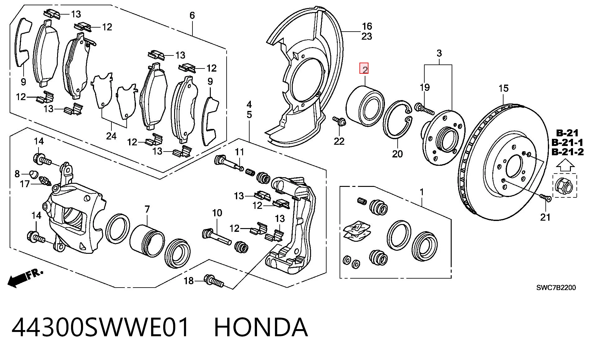 44300SWWE01 Honda Підшипник ступиці задньої