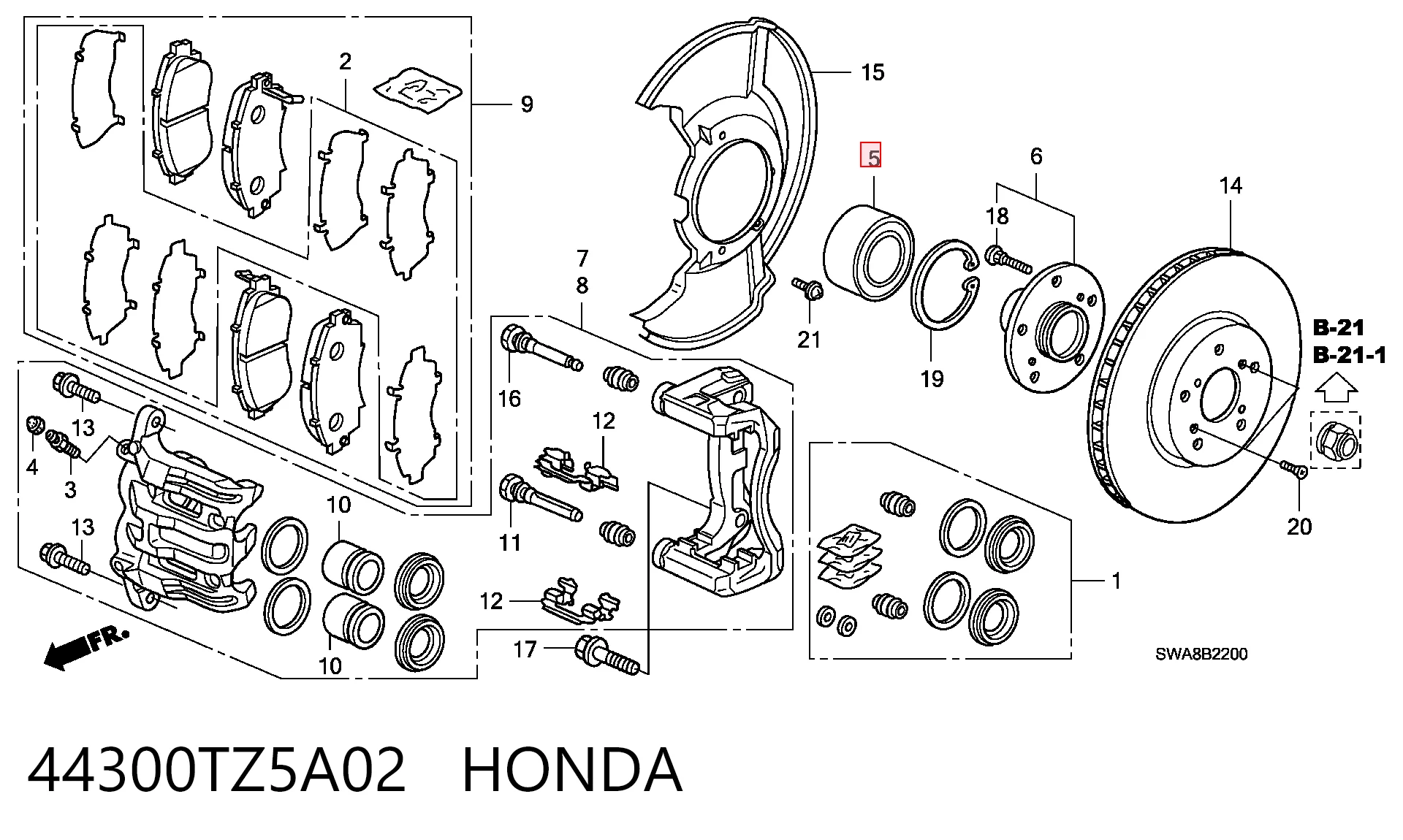 44300TZ5A02 Honda Підшипник ступиці задньої