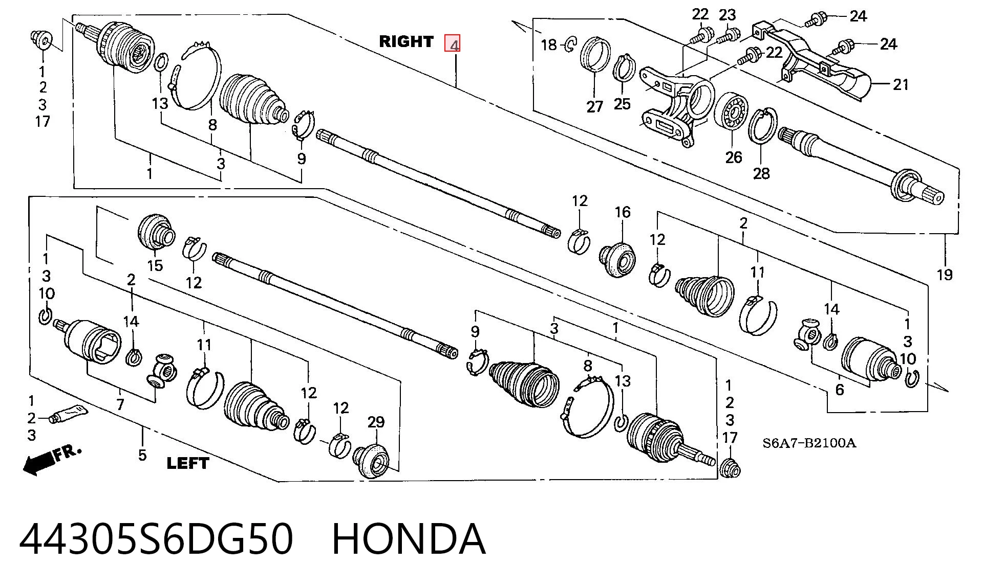 44305S6DG50 Honda Привід передній правий