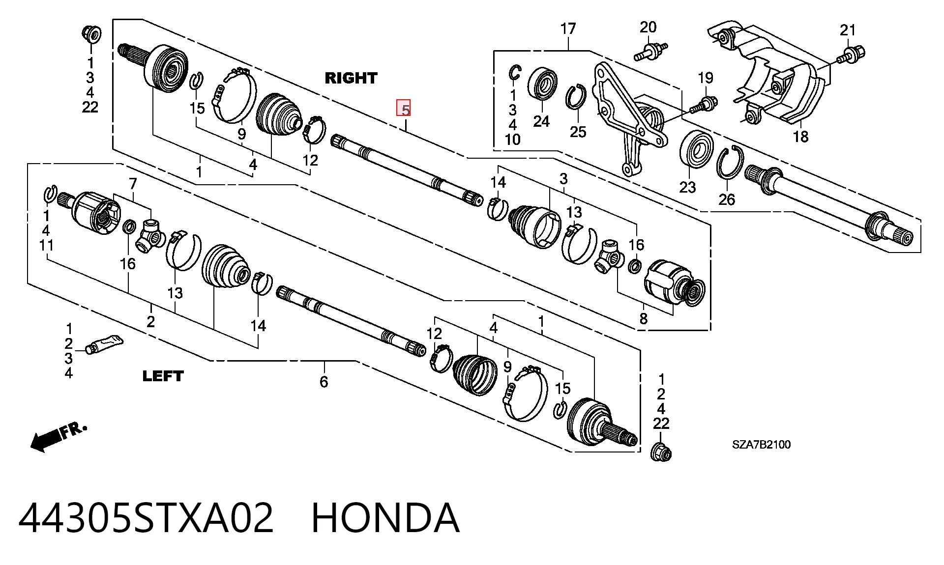 44305STXA02 Honda Привід передній правий