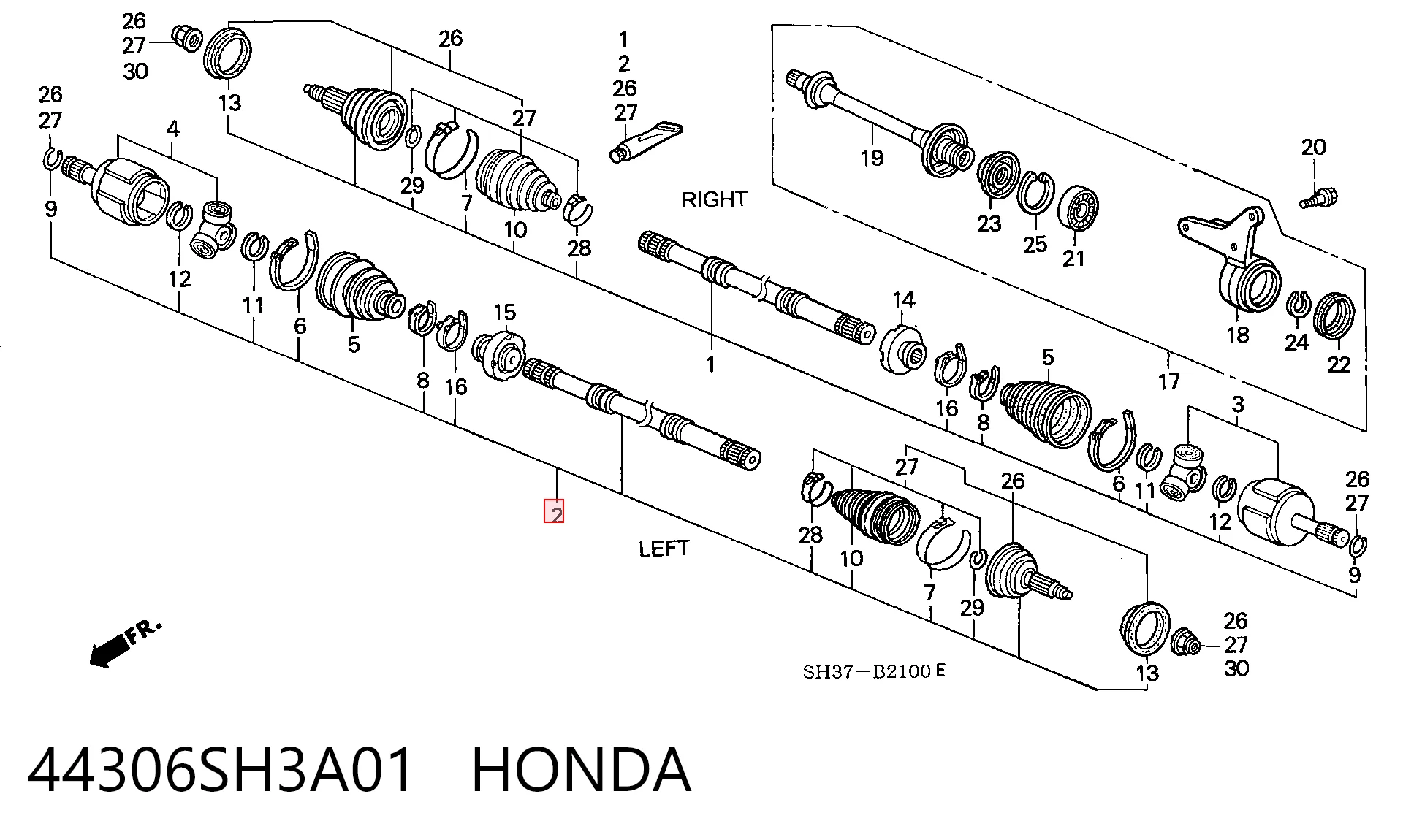 Купити Ліва піввісь Honda Civic IV ED, EF
