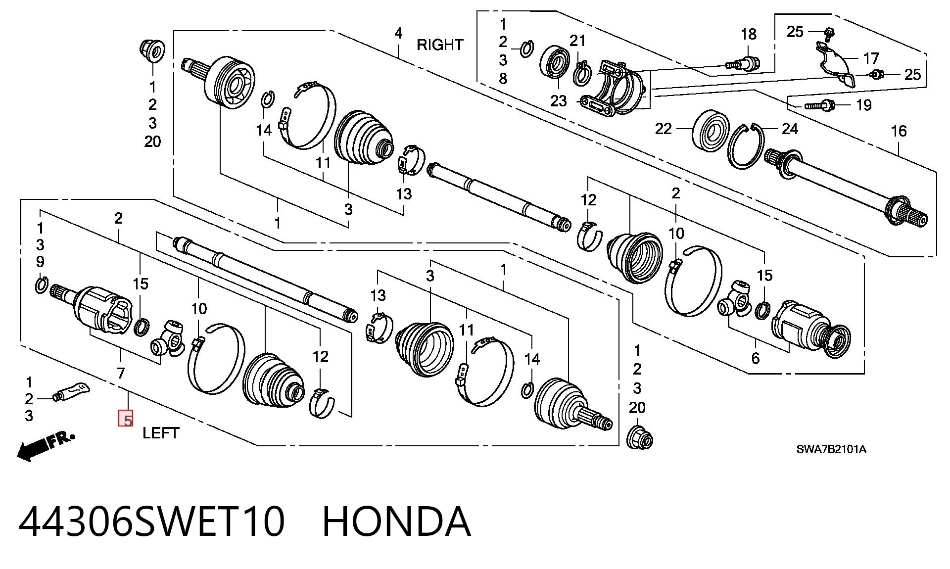 44306SWET10 Honda Привід лівий