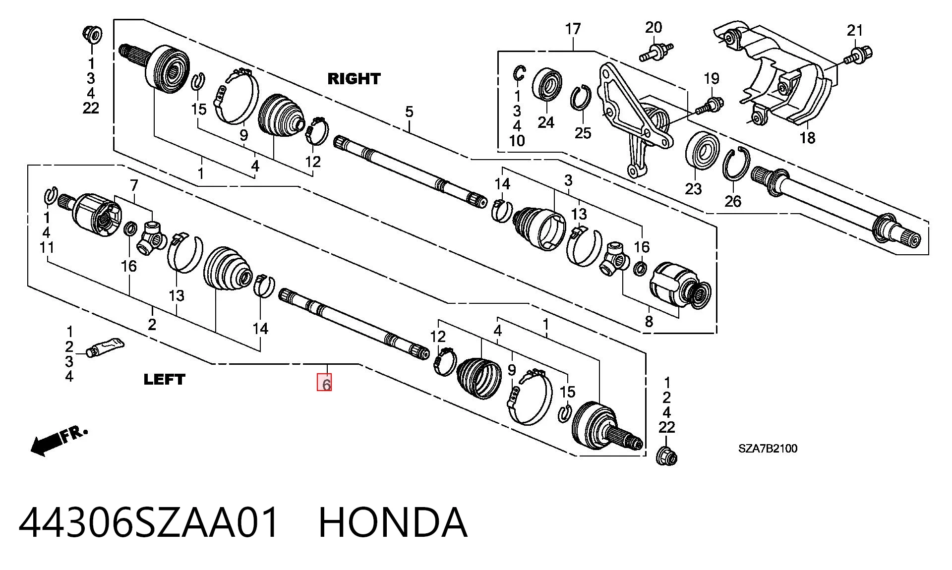 44306SZAA01 Honda Привід лівий