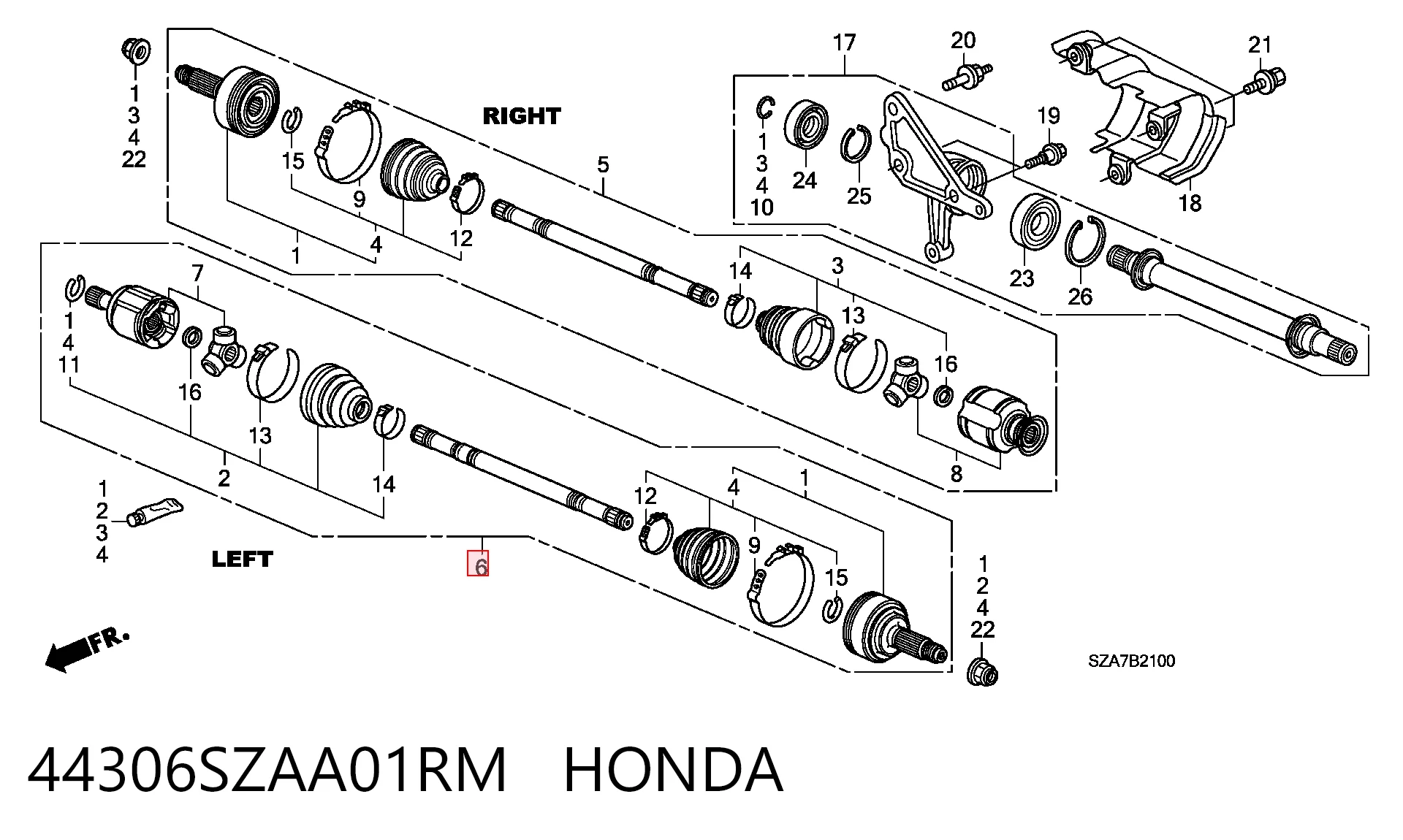 44306SZAA01RM Honda Привід лівий