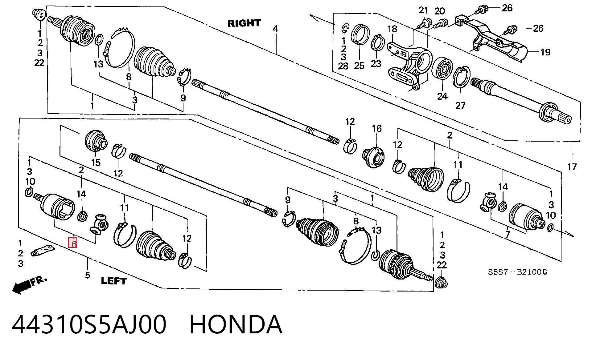 ШРУС внутрішній, передній, лівий Honda Civic VII седан (ES, ET) (2000 - 2006) ціна, від 35.71 USD