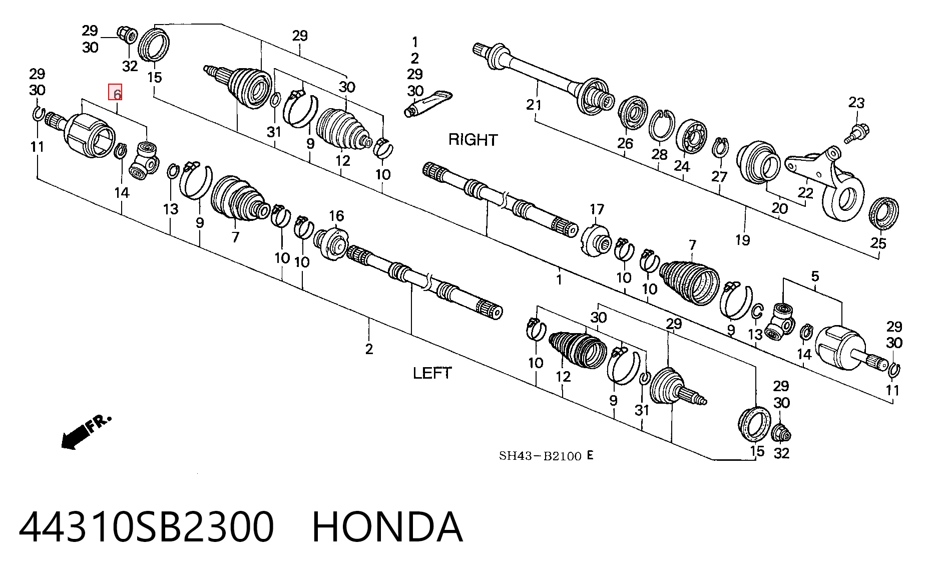 ШРУС внутрішній, передній, лівий Honda Civic III