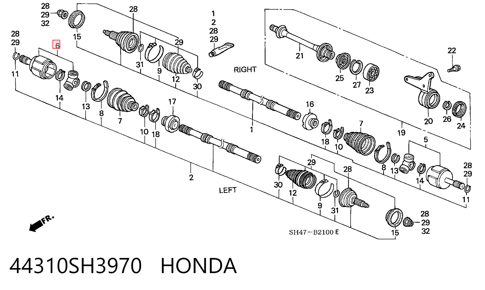 ШРКШ внутрішній, передній, лівий на Honda Civic III AL, AJ, AG, AH