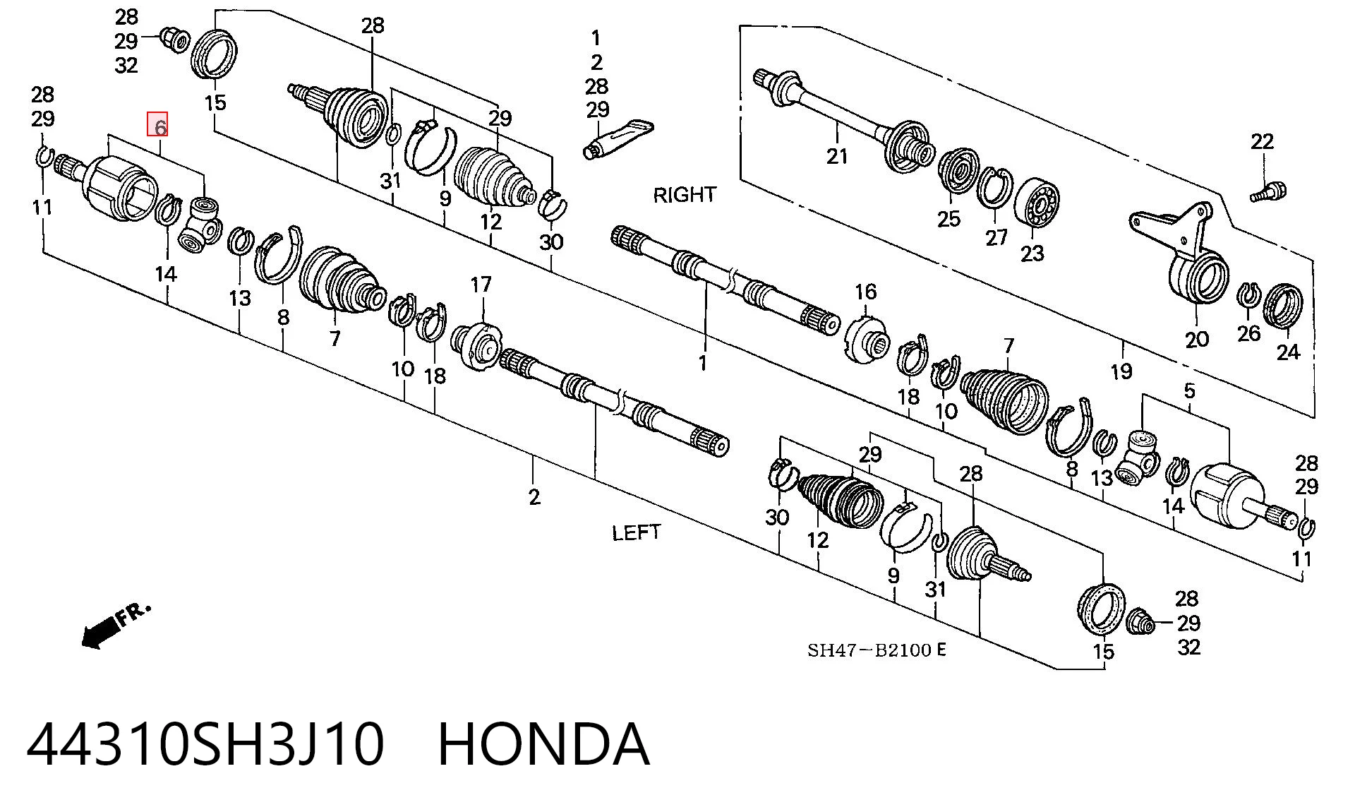 Шарнір кутових швидкостей передній лівий Honda Civic III хетчбек (AL, AJ, AG, AH) (1983 - 1987) ціна, від 33.38 USD