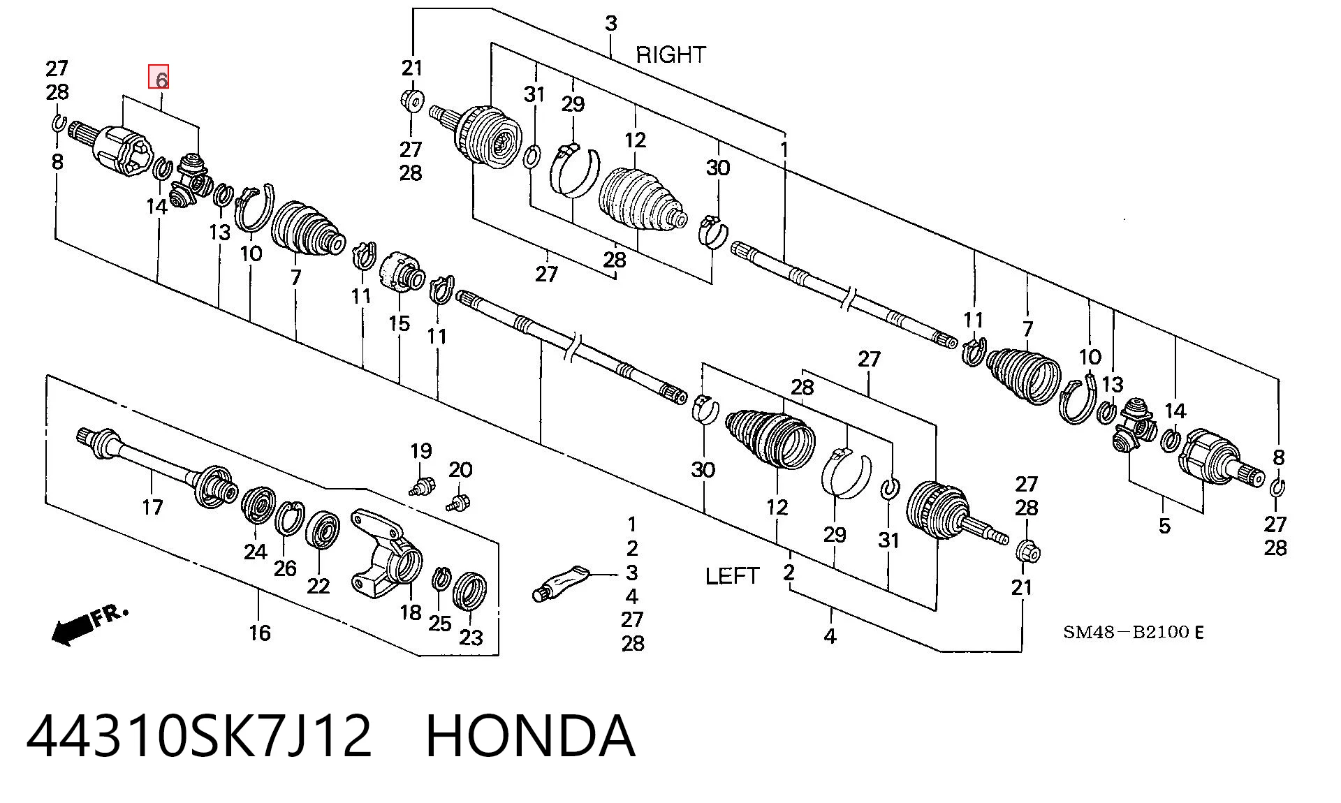 ШРКШ внутрішній, передній, лівий на Honda Concerto  HW