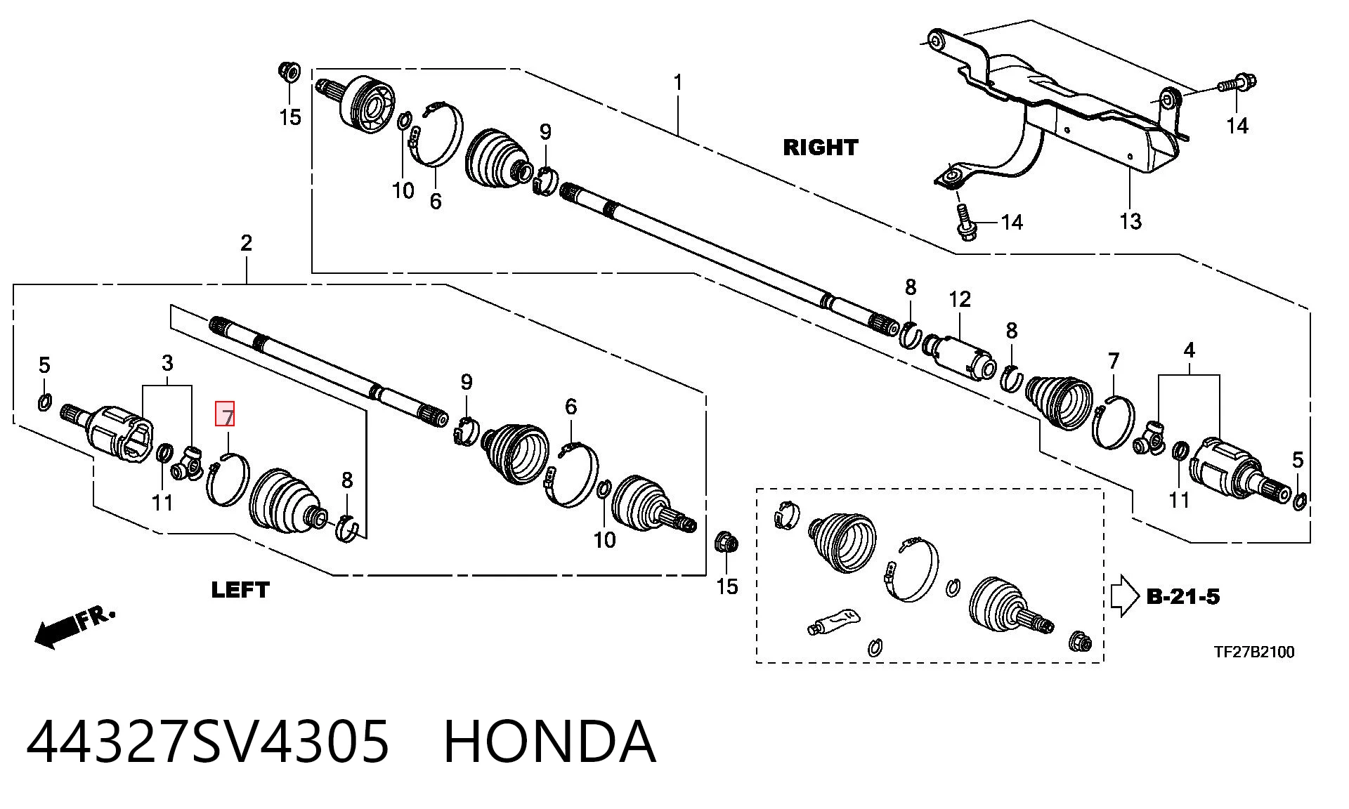44327SV4305 Honda Хомут пильовика ШРКШа, універсальний