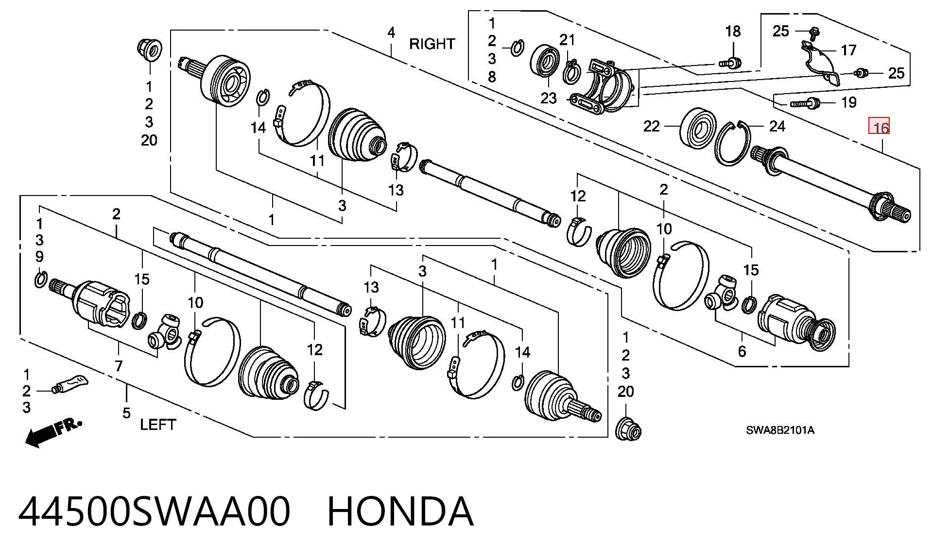 44500SWAA00 Honda Промвал