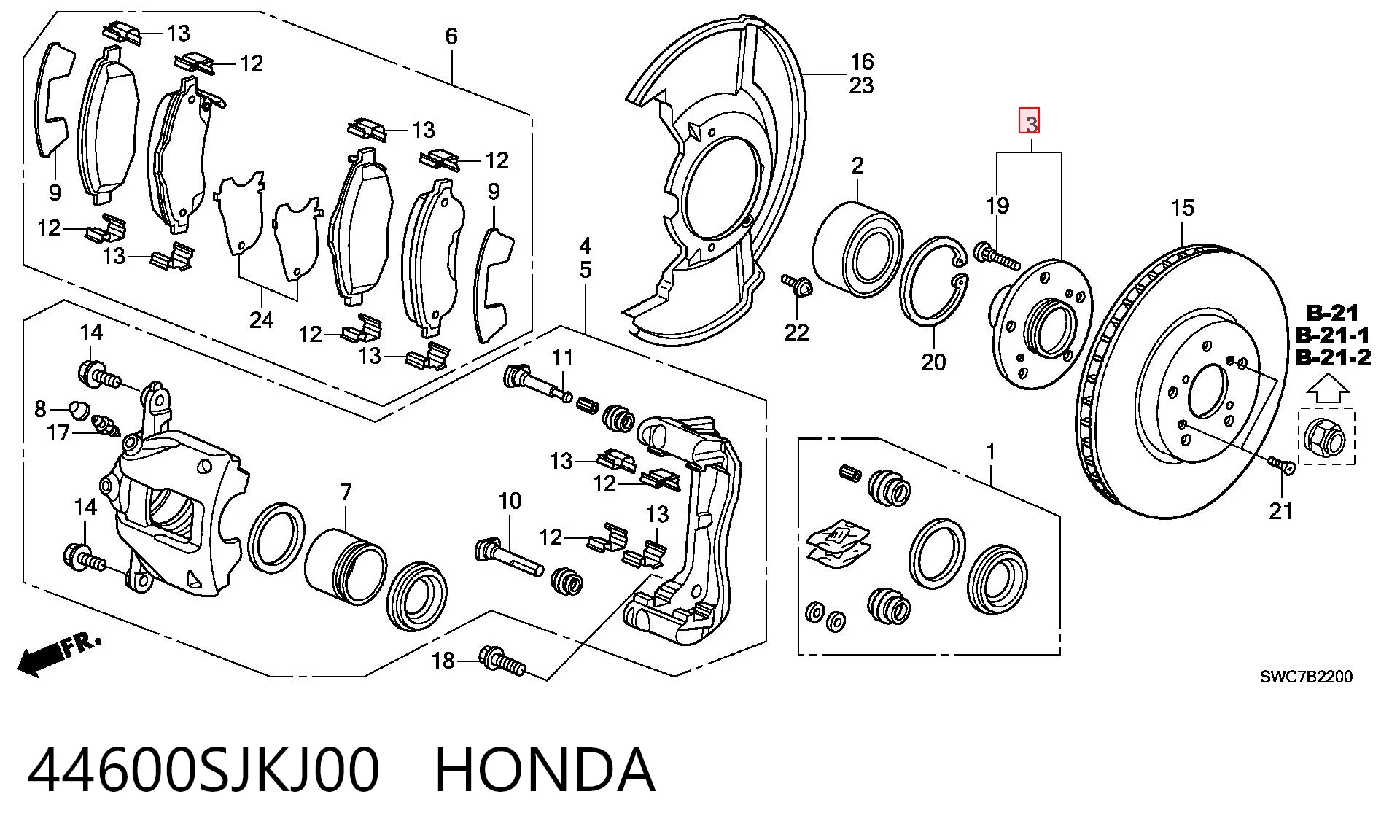 44600SJKJ00 Honda Маточина (передня)