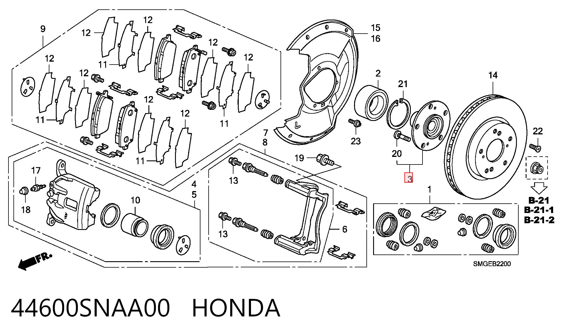 44600SNAA00 Honda Маточина (передня)