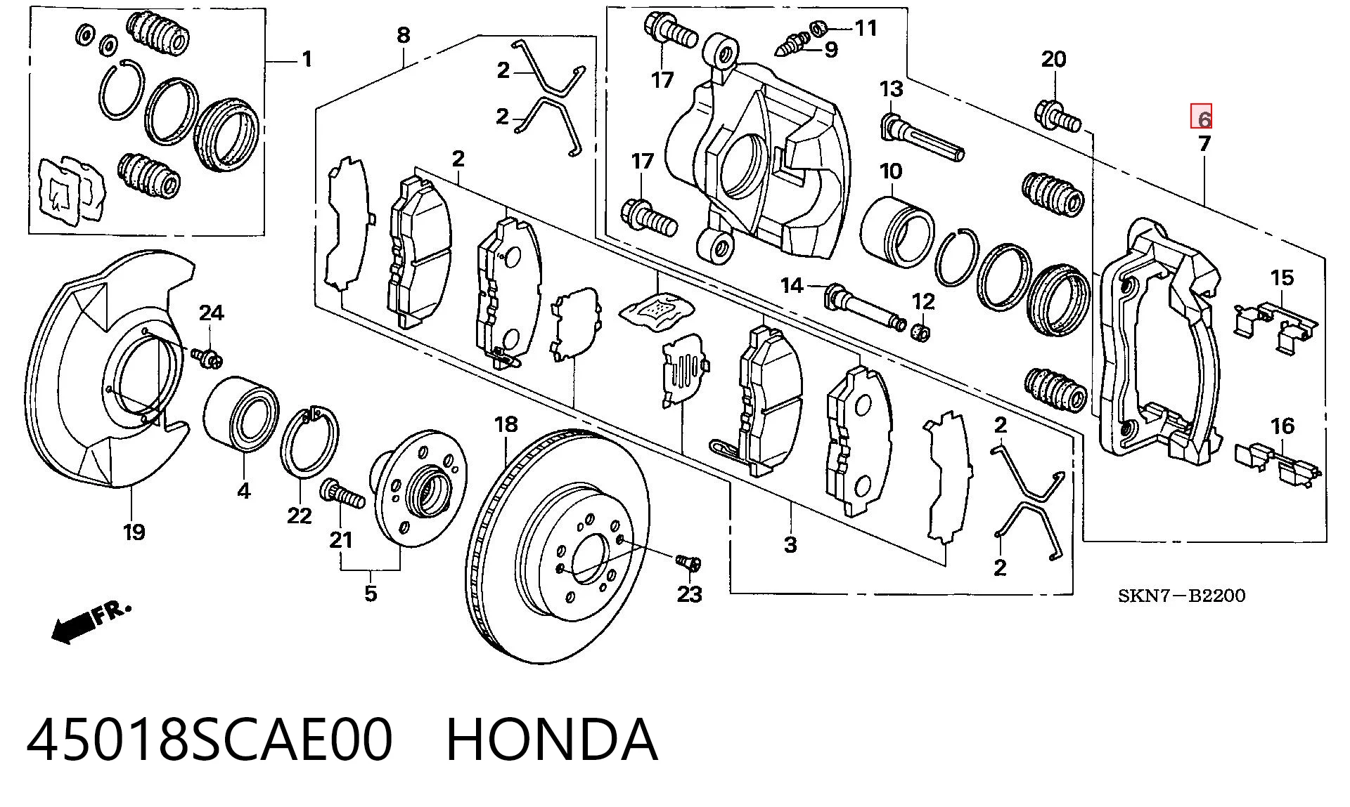 45018SCAE00 Honda Супорт гальмівний передній правий