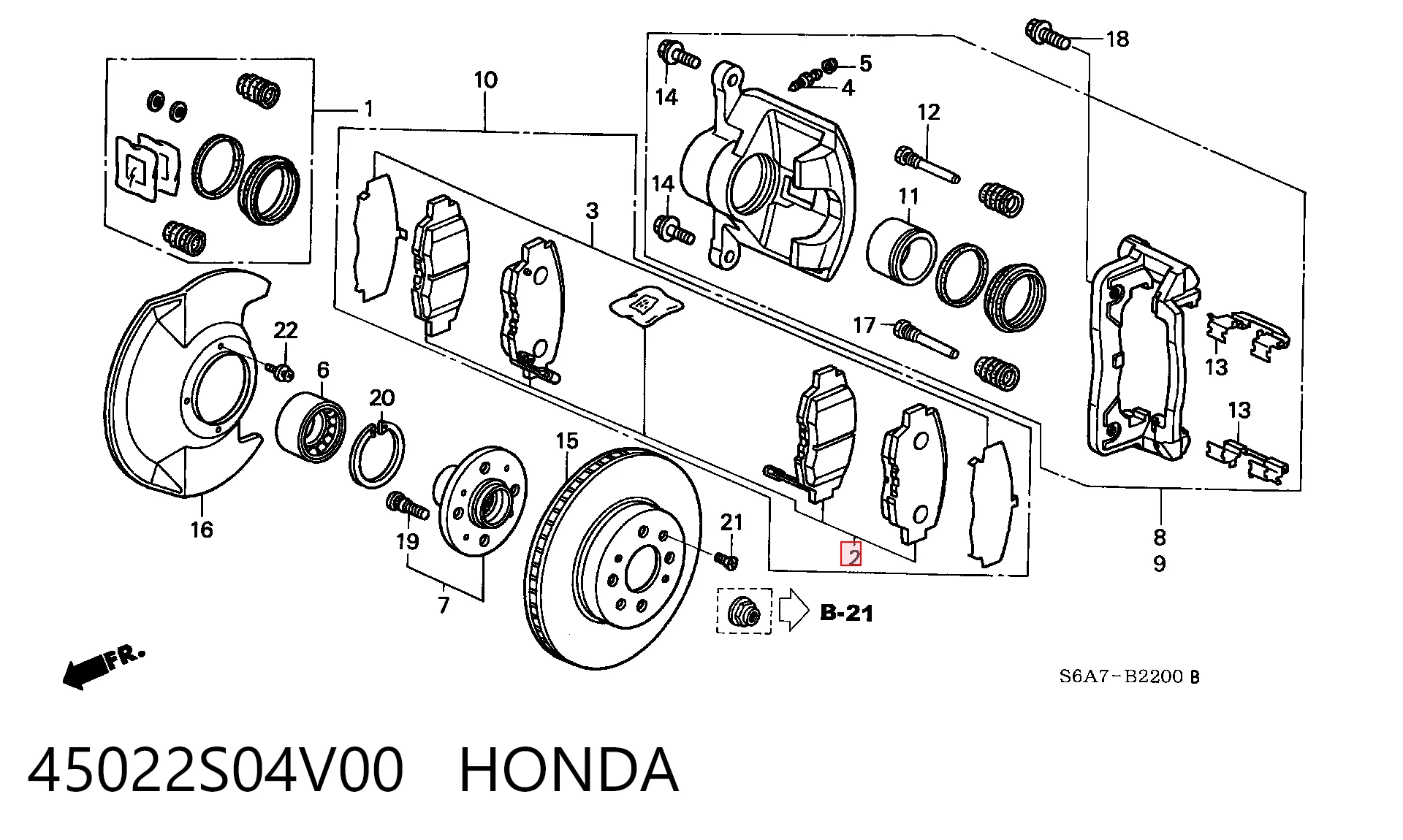 45022S04V00 Honda Передні гальмівні колодки