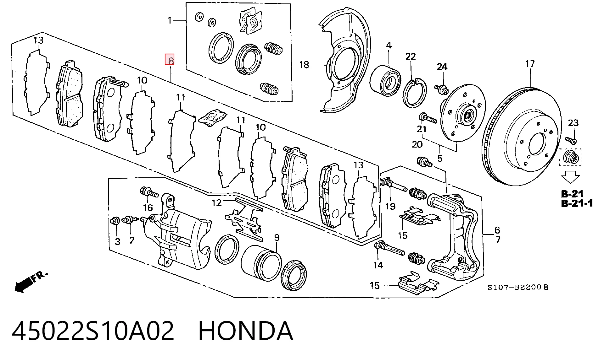 45022S10A02 Honda Передні гальмівні колодки