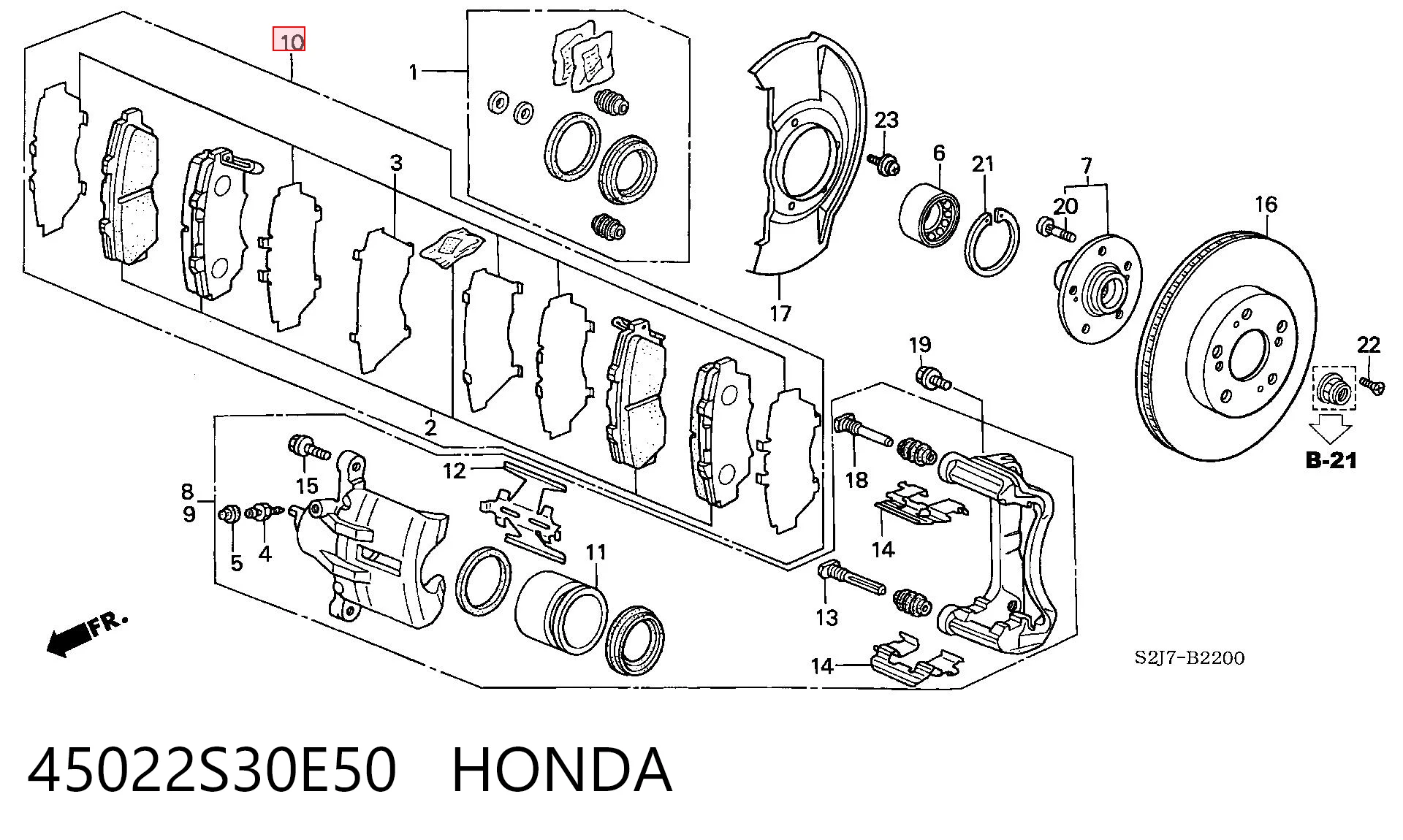 45022S30E50 Honda Передні гальмівні колодки