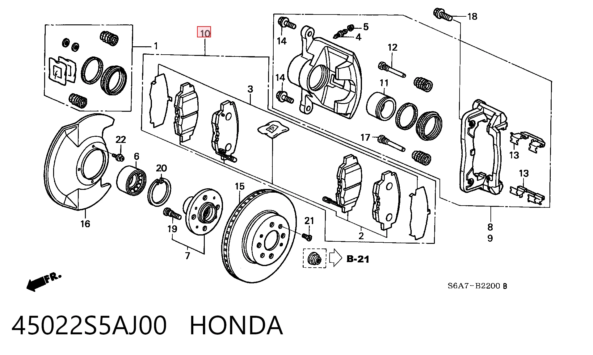 45022S5AJ00 Honda Передні гальмівні колодки