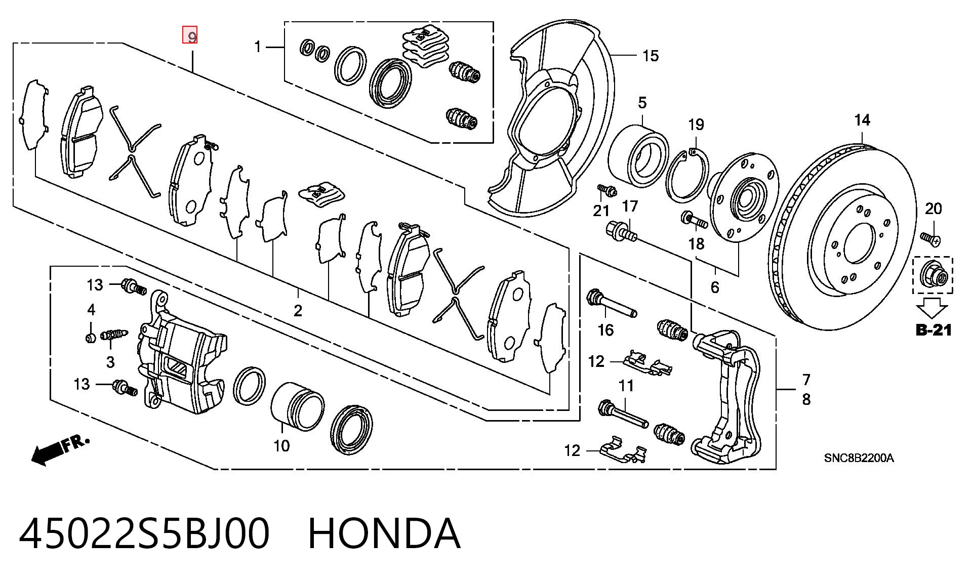 45022S5BJ00 Honda Передні гальмівні колодки