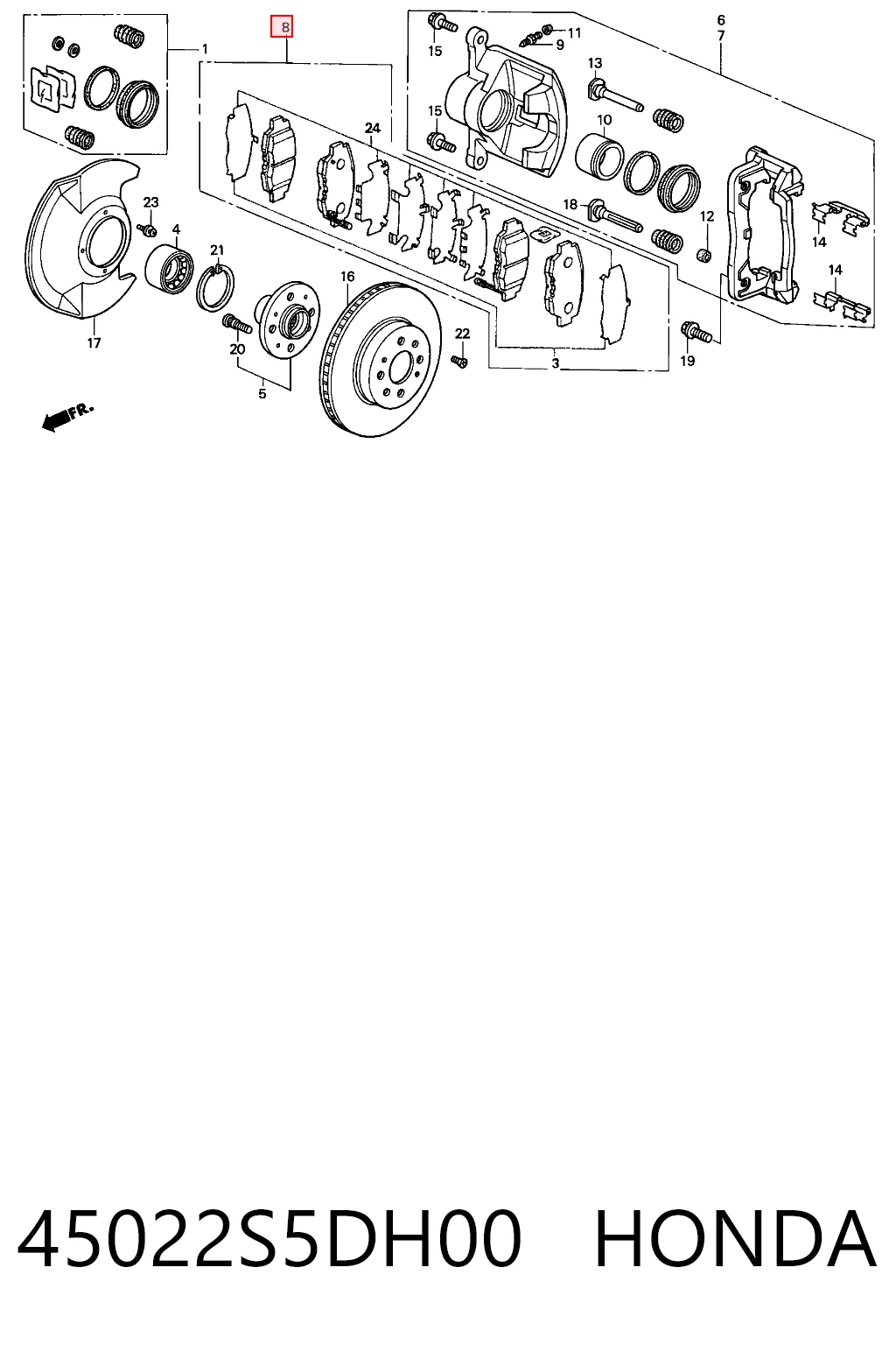 45022S5DH00 Honda Передні гальмівні колодки