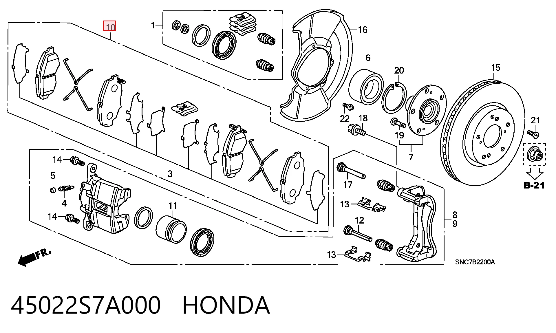 45022S7A000 Honda Передні гальмівні колодки
