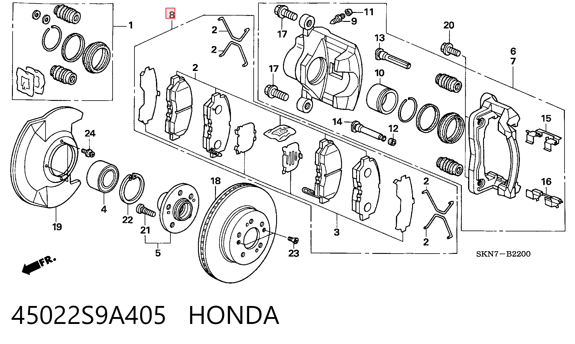 45022S9A405 Honda Передні гальмівні колодки