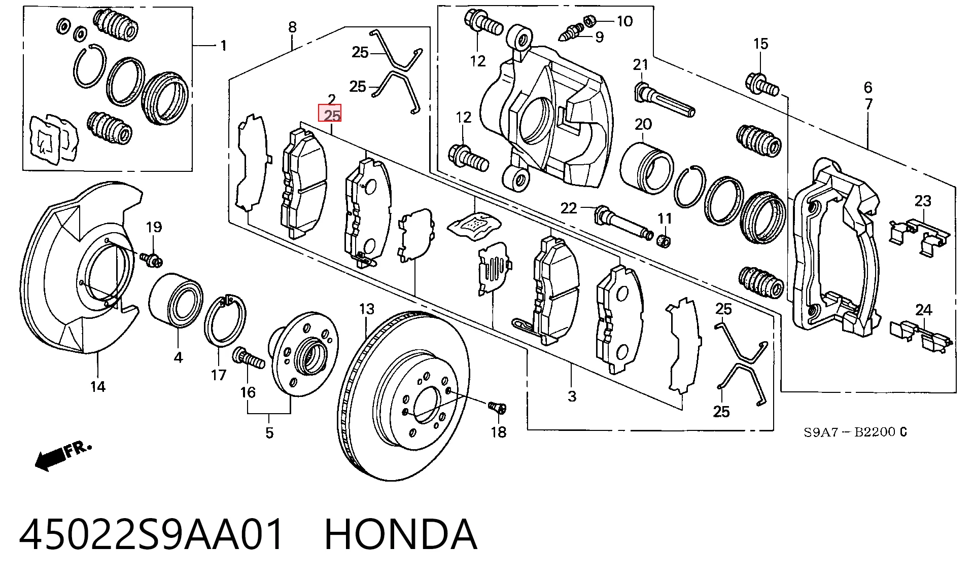 45022S9AA01 Honda Передні гальмівні колодки