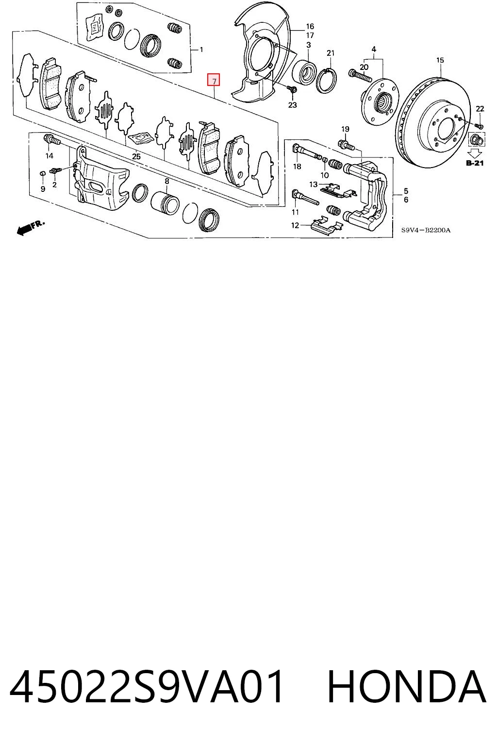 45022S9VA01 Honda Передні гальмівні колодки