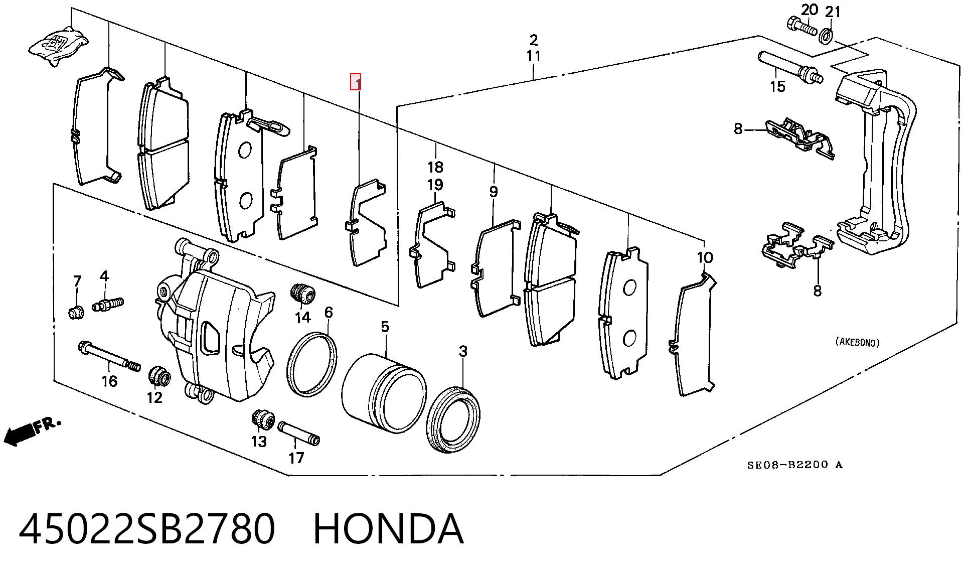 45022SB2780 Honda Передні гальмівні колодки