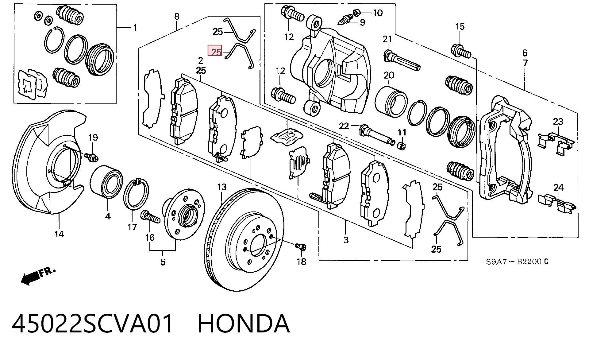 45022SCVA01 Honda Передні гальмівні колодки