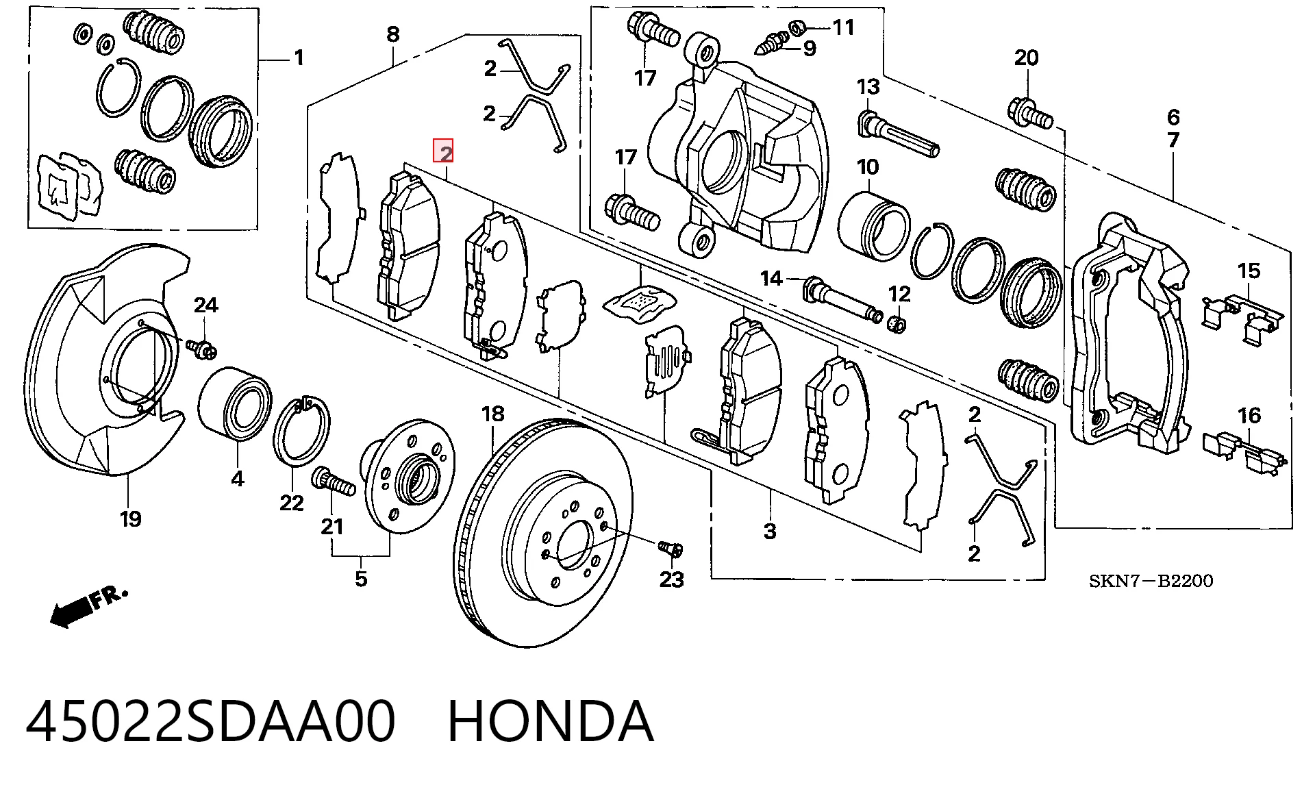45022SDAA00 Honda Передні гальмівні колодки