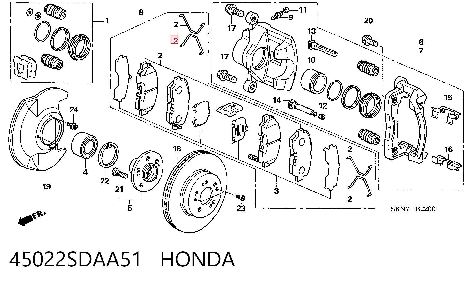 45022SDAA51 Honda Передні гальмівні колодки