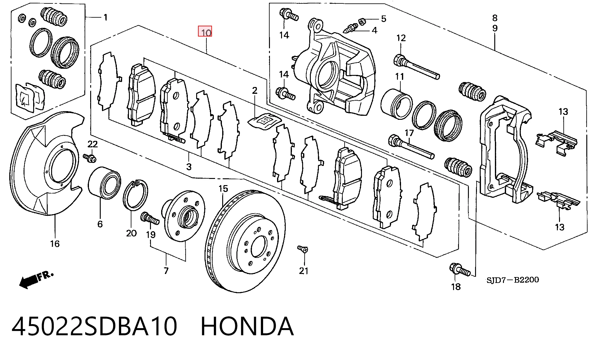 45022SDBA10 Honda Передні гальмівні колодки