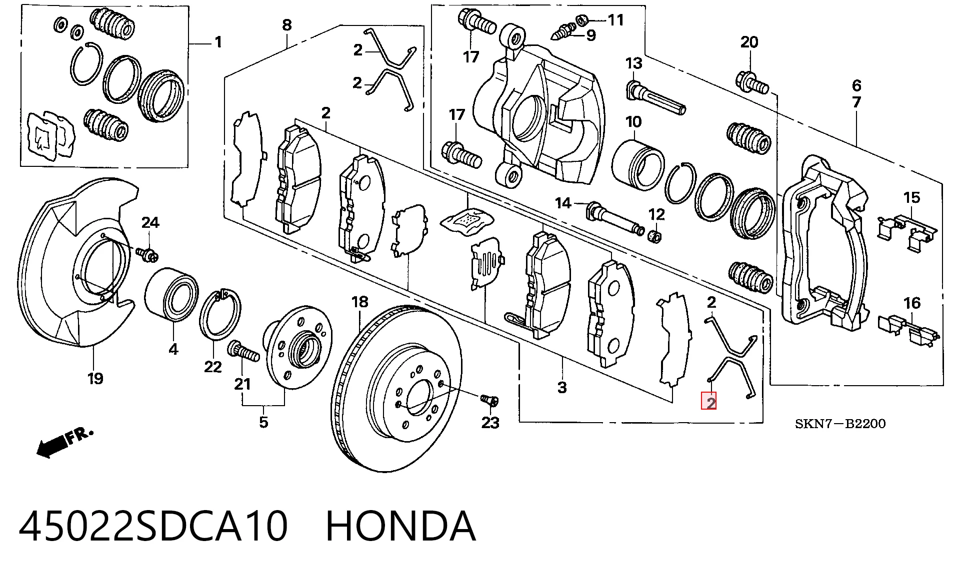 45022SDCA10 Honda Передні гальмівні колодки