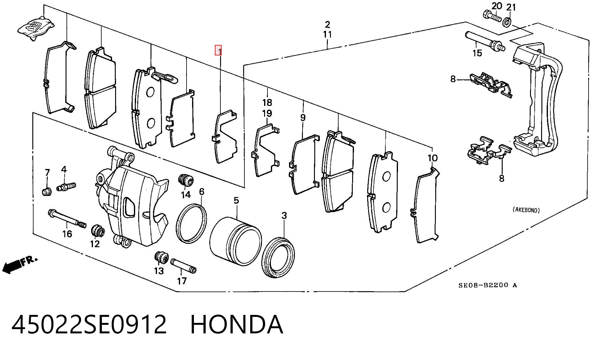 45022SE0912 Honda Передні гальмівні колодки
