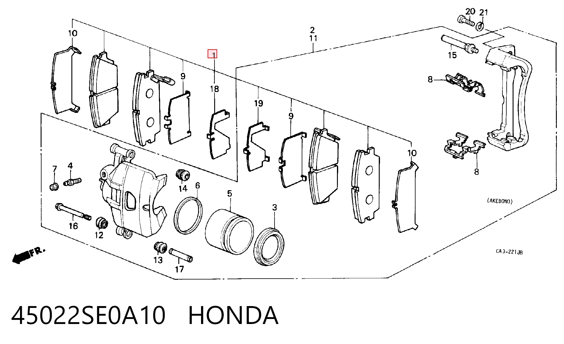 45022SE0A10 Honda Передні гальмівні колодки