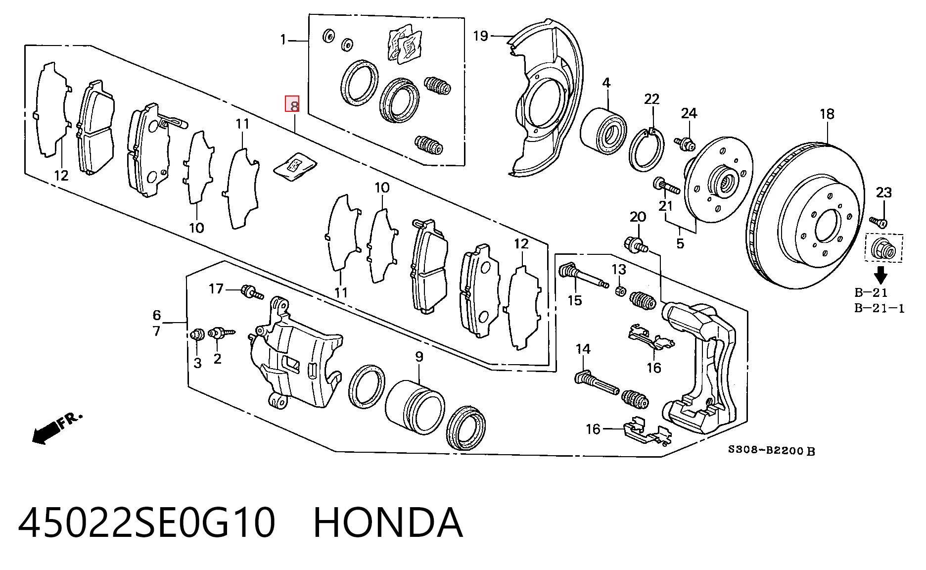 45022SE0G10 Honda Передні гальмівні колодки
