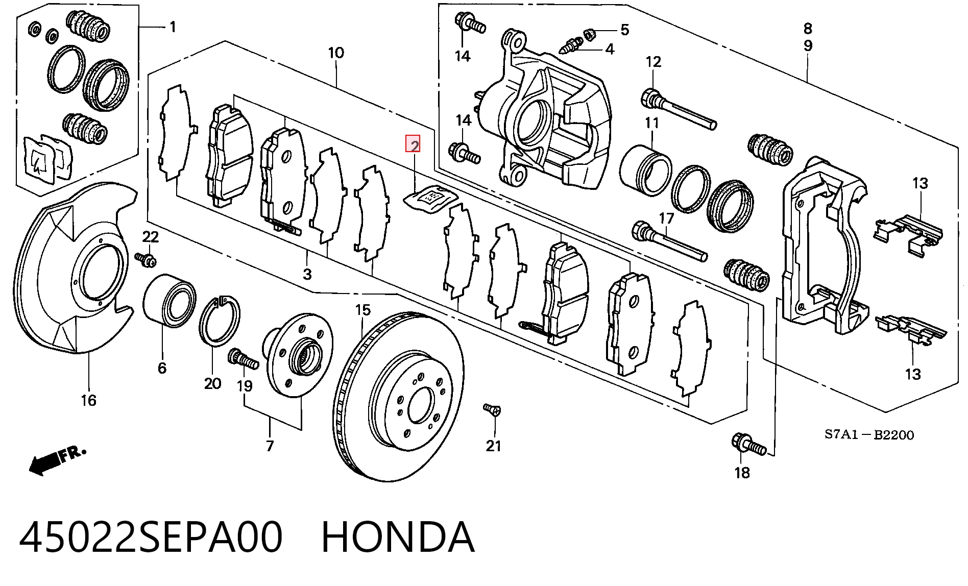 45022SEPA00 Honda Передні гальмівні колодки